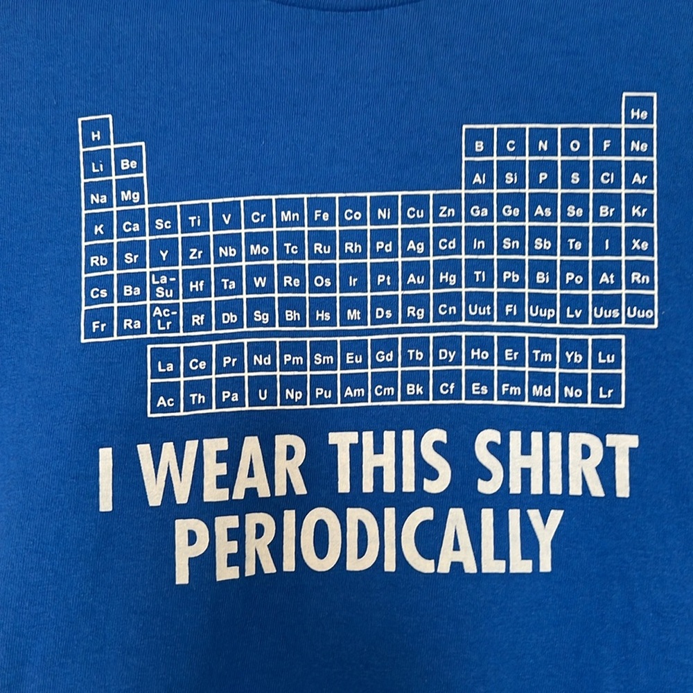 Men’s Blue Periodic Table Science T Shirt Size M - Picture 2 of 4